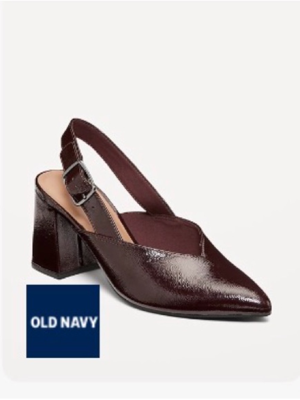 Old Navy Women's Burgundy Patent Slingback Block Heel